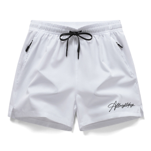 简约字母印花透气三分休闲运动短裤 美式 纯色基础款