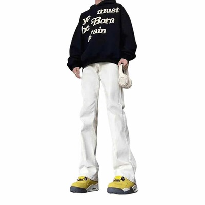 美式微喇系系腰带牛仔长裤