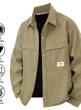 SMILEISLAND 秋季衬衫男潮流2025新款宽松翻领工装衬衣复古外套男