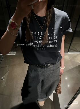 2025春夏mm新款美式小众M风数字短袖T恤女宽松休闲显瘦上衣