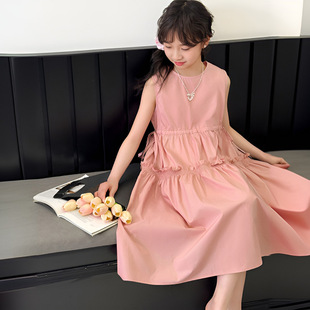 连衣裙2025夏款 女童无袖 女孩甜美收腰公主背心裙儿童洋气韩系