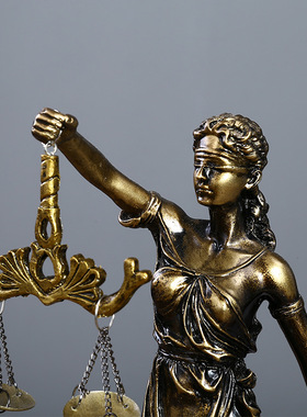 仿古铜女神忒弥斯雕塑雕像律师办公室公平小雕像正义法律天平摆件