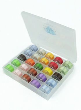 Simthread25粒塑料盒装彩色梭芯线电脑绣花线A型