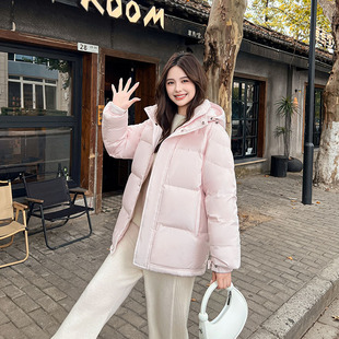 深傲羽绒服女短款小个子冬季粉色面包服保暖鸭绒多巴胺加厚外套女