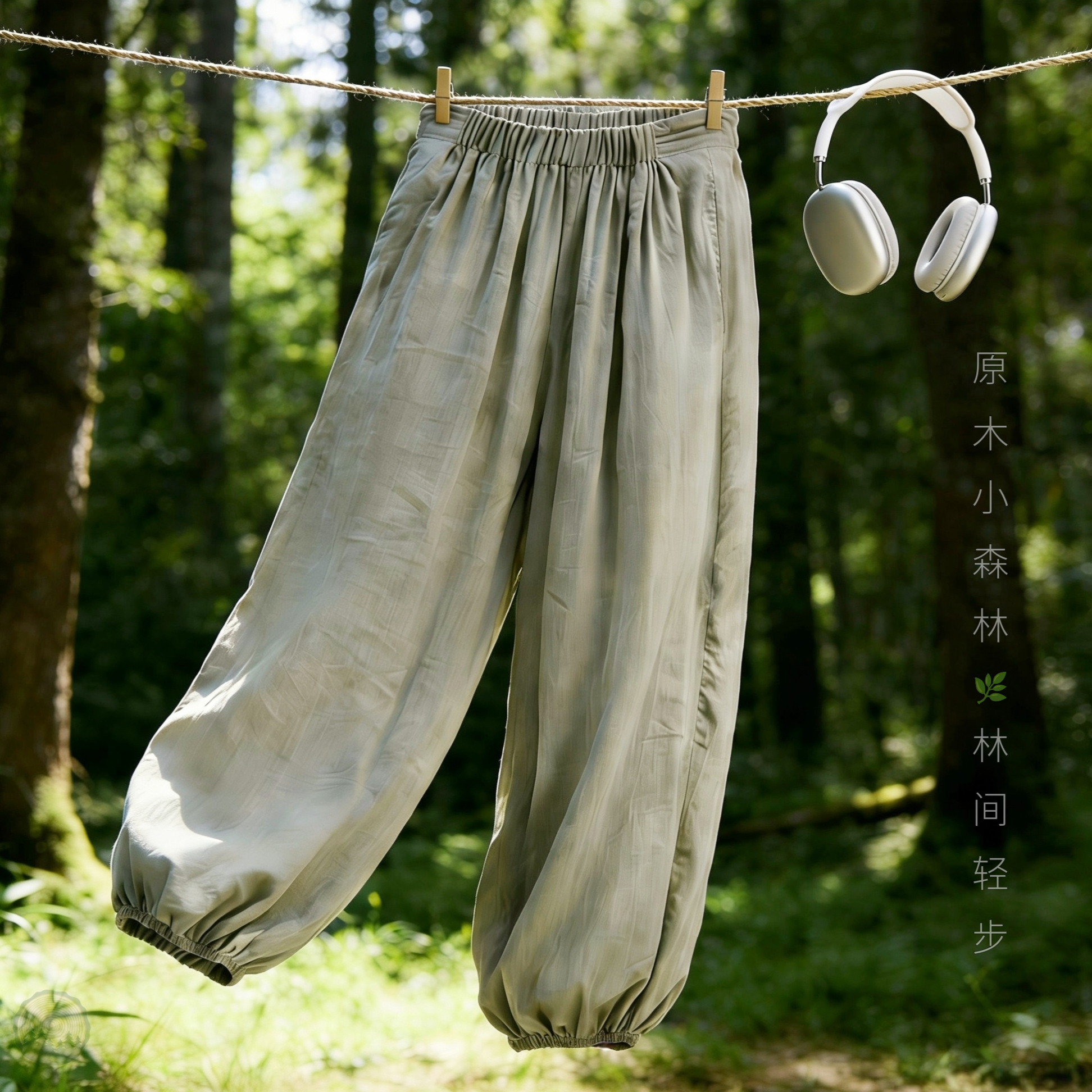 天丝苎麻高腰宽松灯笼裤春夏薄款