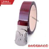 滚动扣毛底皮革内腰带 带老式 男士 滚轴扣腰带夏令营皮带红色表演裤