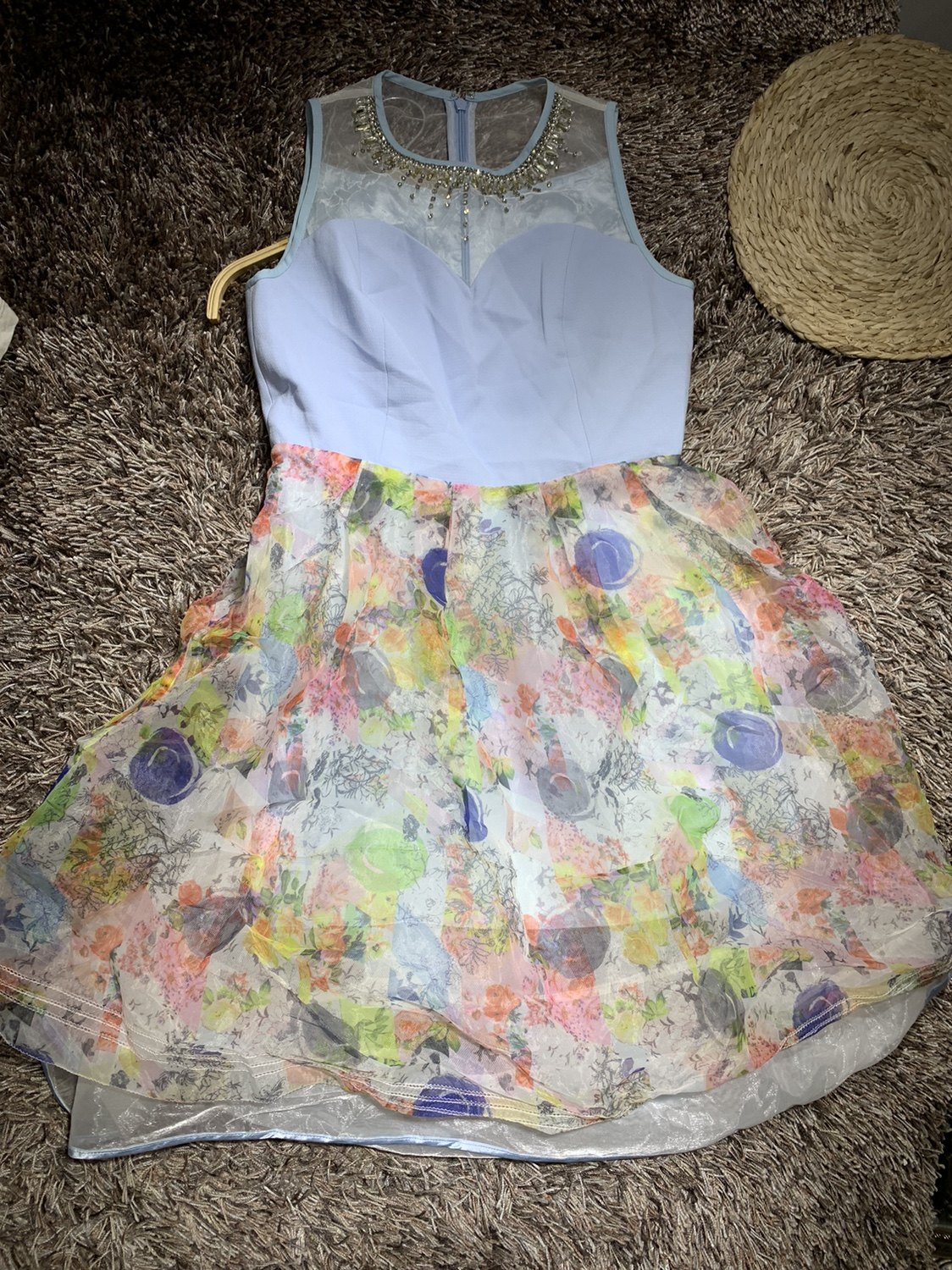 优雅提花肌理感连衣裙女夏装新款花色大摆中长裙子伊华欧秀