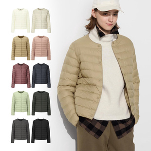 出口日本外贸秋冬季便携式内搭外穿单排扣圆领内胆轻薄保暖羽绒衣