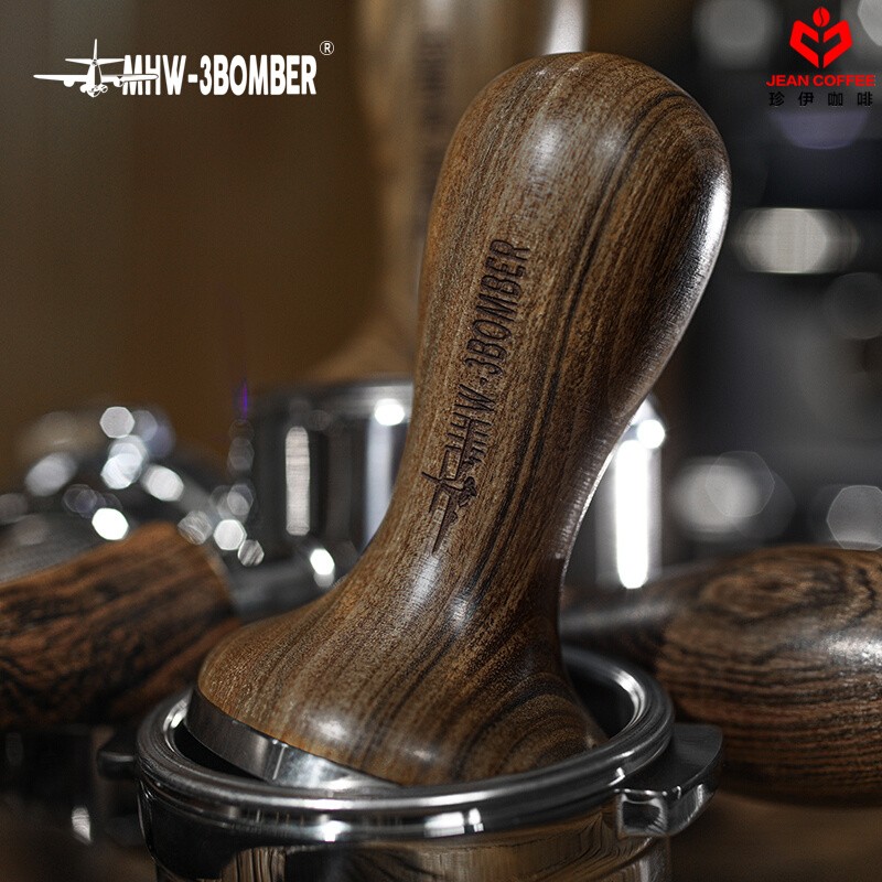 MHW-3BOMBER轰炸机 镜 咖啡压粉器58mm通用 胡桃木手柄欧弧螺纹底