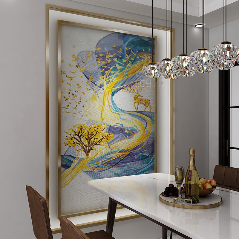 水晶玻璃马赛克精剪画拼图现代简约玄关电视卫生间浴室壁画背景墙