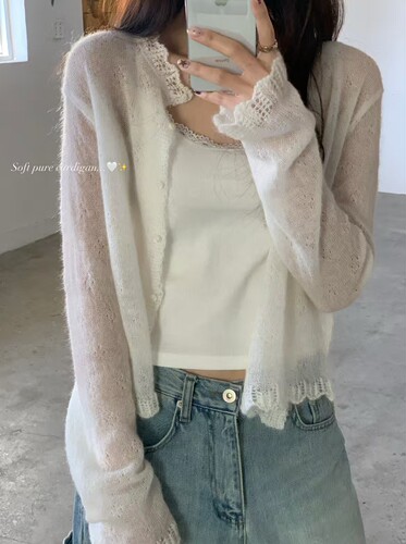 韩代正品东大门riveroom春季新款时尚百搭显瘦针织开衫女NO退NO换