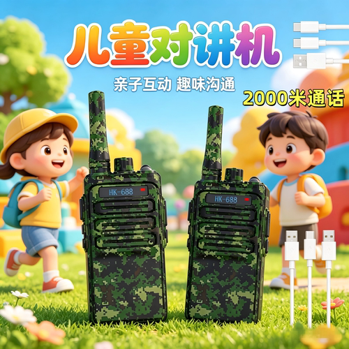 暑假儿童玩具迷彩对讲机2000米