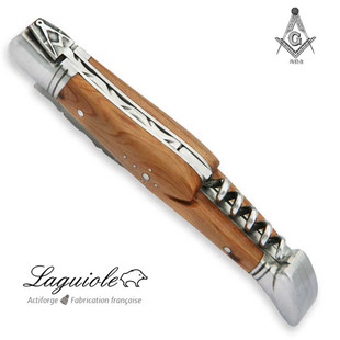 法国Laguiole拉吉奥乐 共济会不锈钢折叠刀 刺柏木刀柄 带开瓶器