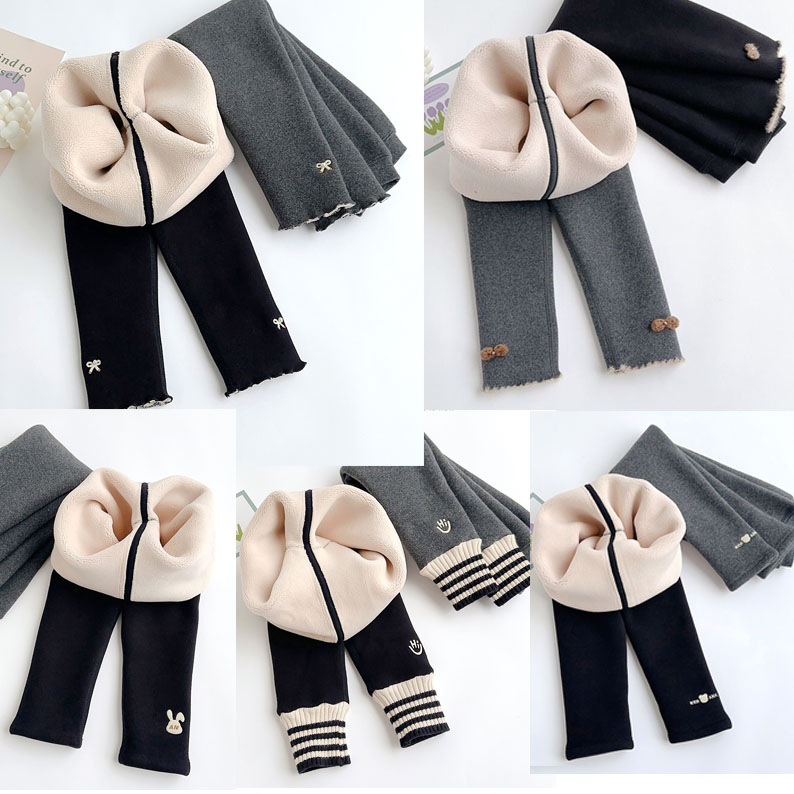 清仓不退换恩希110－150冬季女童加厚打底裤一体羊羔绒裤子900克