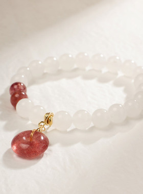 盐源玛瑙兔子水晶手串女款