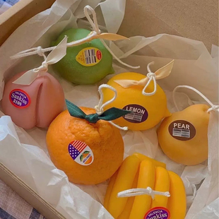 ins手工水果蜡烛香蕉柠檬苹果榴莲香薰圣诞礼物伴手礼家装 饰摆件