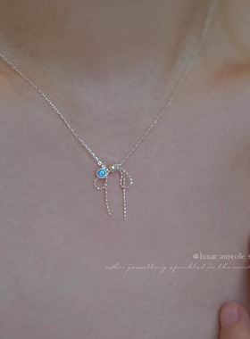 原创 蝴蝶小结 s925纯银项链蓝色闪闪锆石小众设计轻奢仙女小巧