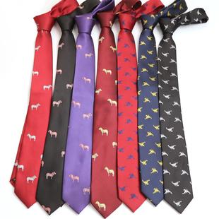 黑色百搭潮女领带necktie 韩版 男领带个性 刺绣商务休闲动物马时尚