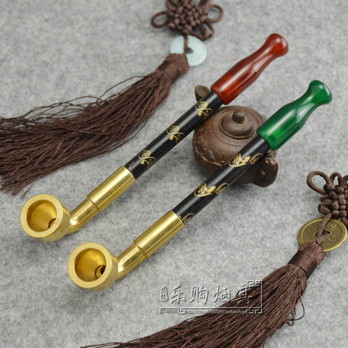 黄铜烟锅实木烟杆玛瑙烟嘴