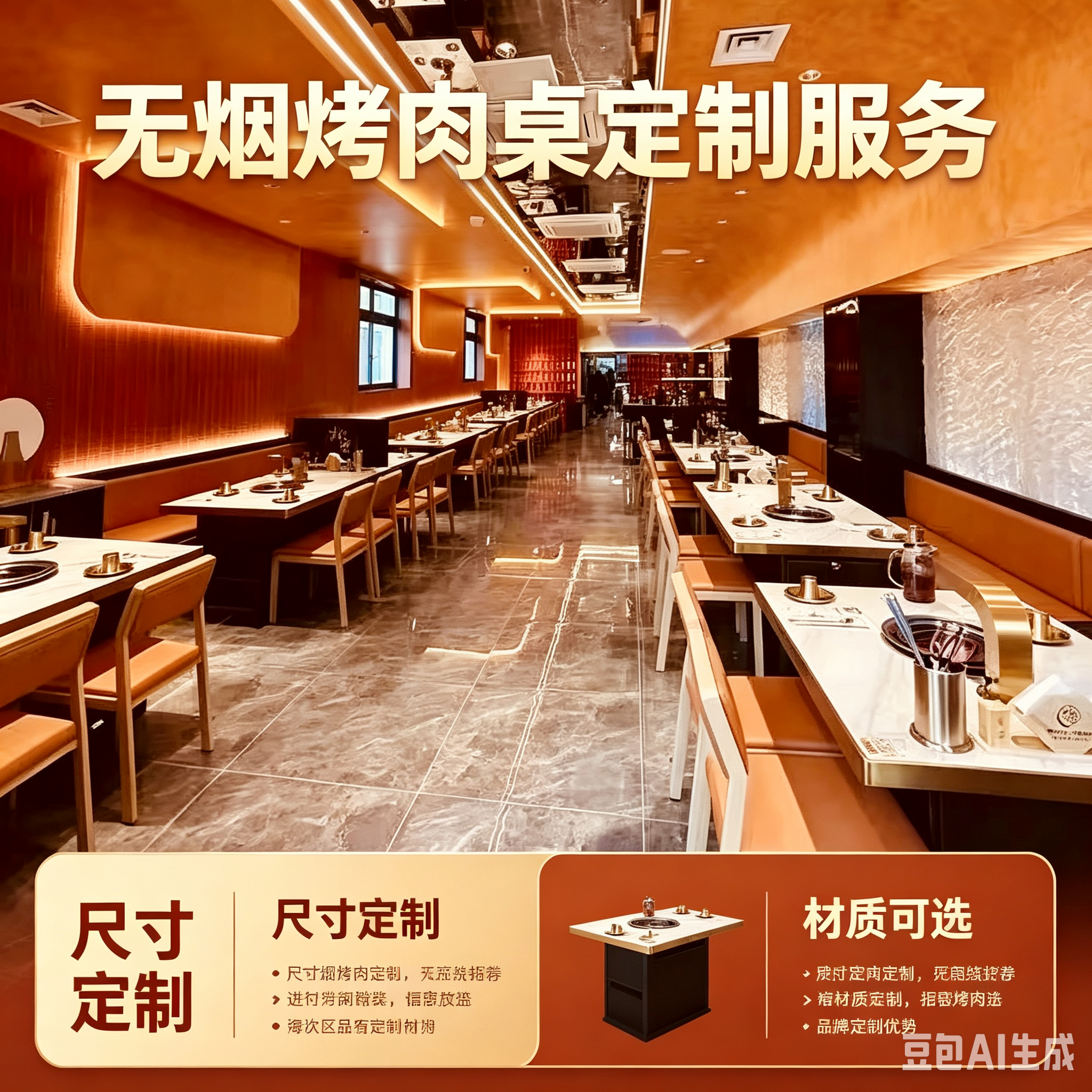 烤涮一体锅多功能电烤炉下排烟净化韩式无烟火锅烤肉桌饭厅定制