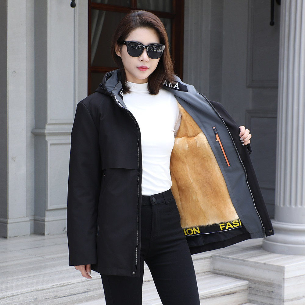 派克服男款冬季整貂内胆可拆卸加厚皮毛一体男士皮草派克服短款