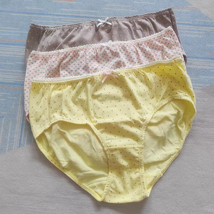 大码 女抗菌简约中腰纯棉三角裤 裤 头四季 3条装 款 韩国原单全棉内裤