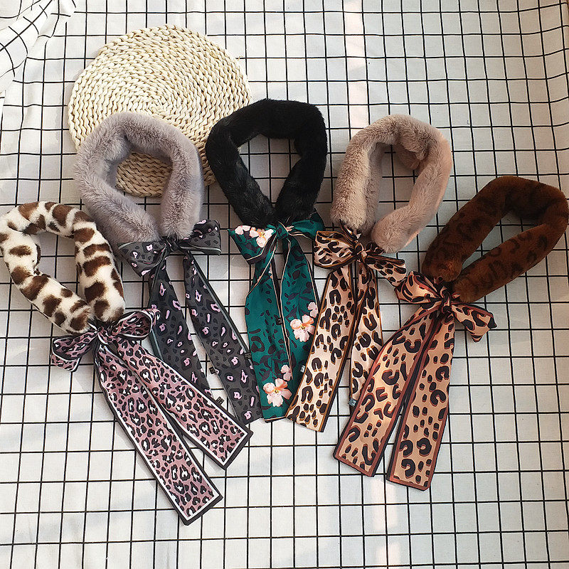 系带仿皮草毛绒围脖甜美兔毛保暖围巾秋冬季唯美缎带脖套女士新款