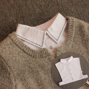 新款 假领子女士衬衣领纯棉半截打底装 饰领白色尖领职业小码 领 韩版