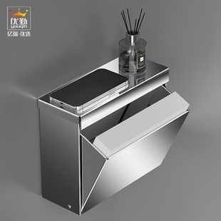 卫生间厕纸盒不锈钢草纸盒厕纸放置盒手纸置物架厕所纸巾盒壁挂式