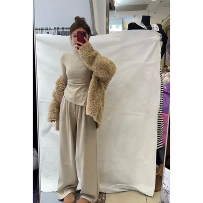 加绒穿搭一整套设计感侧纽扣小