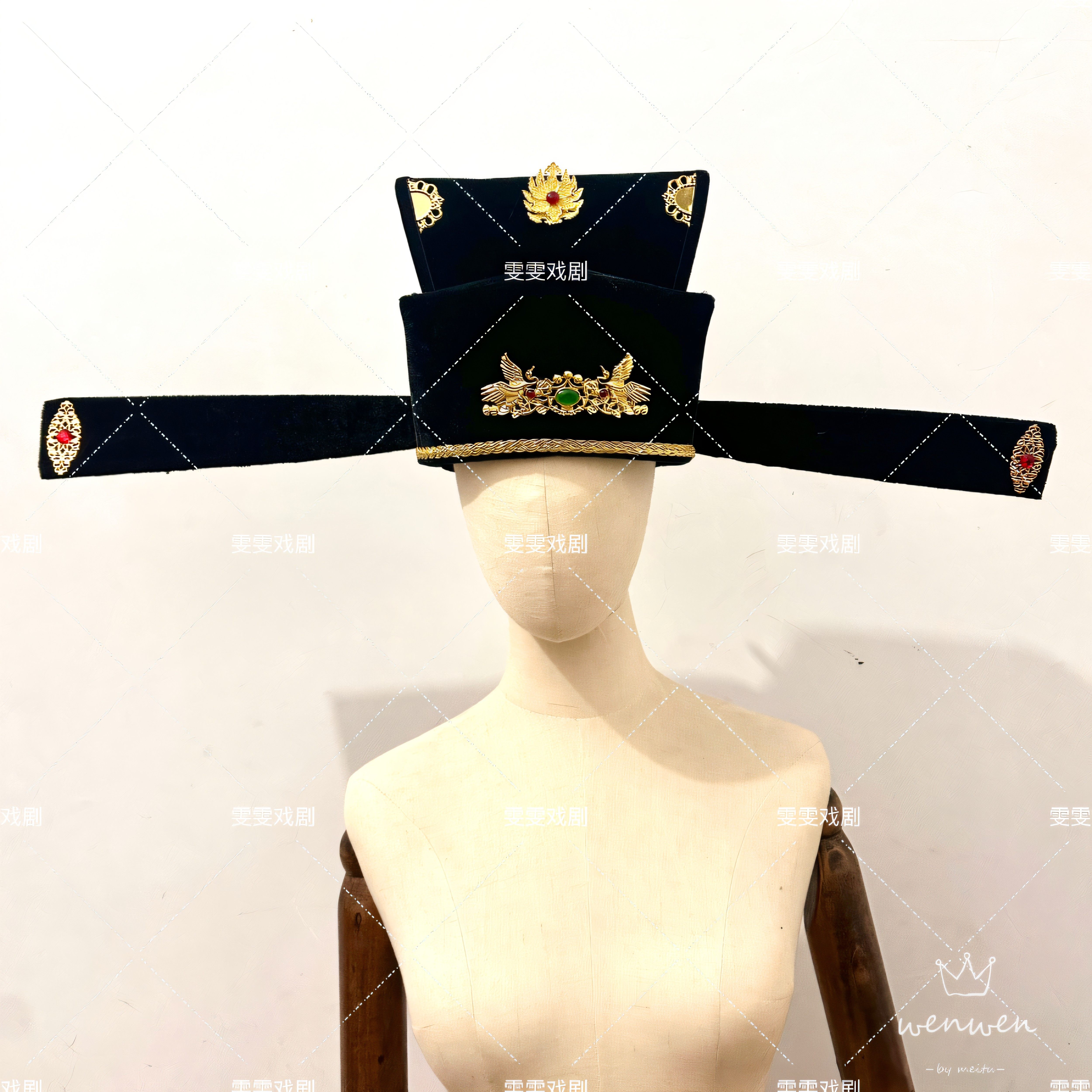 宋代展翅汉服婚礼拍照影楼复原宋制硬翅冠帽宋朝结婚礼帽子可调节
