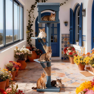 顶天立地猫树纯全实木树干猫咪猫爬架双层猫窝一体猫跳台四季通用