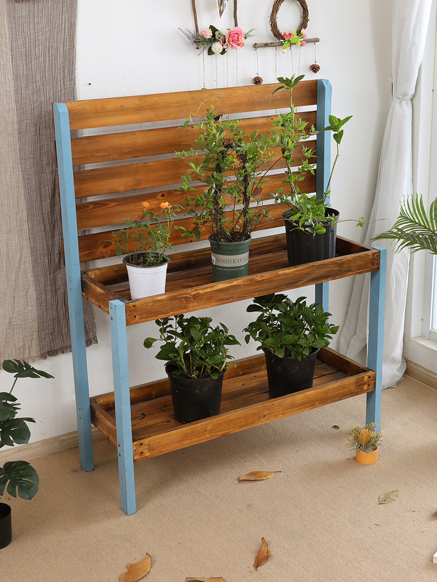 落地式阳台园艺花园露台户外田园花架子室外防腐木置物架风格布置