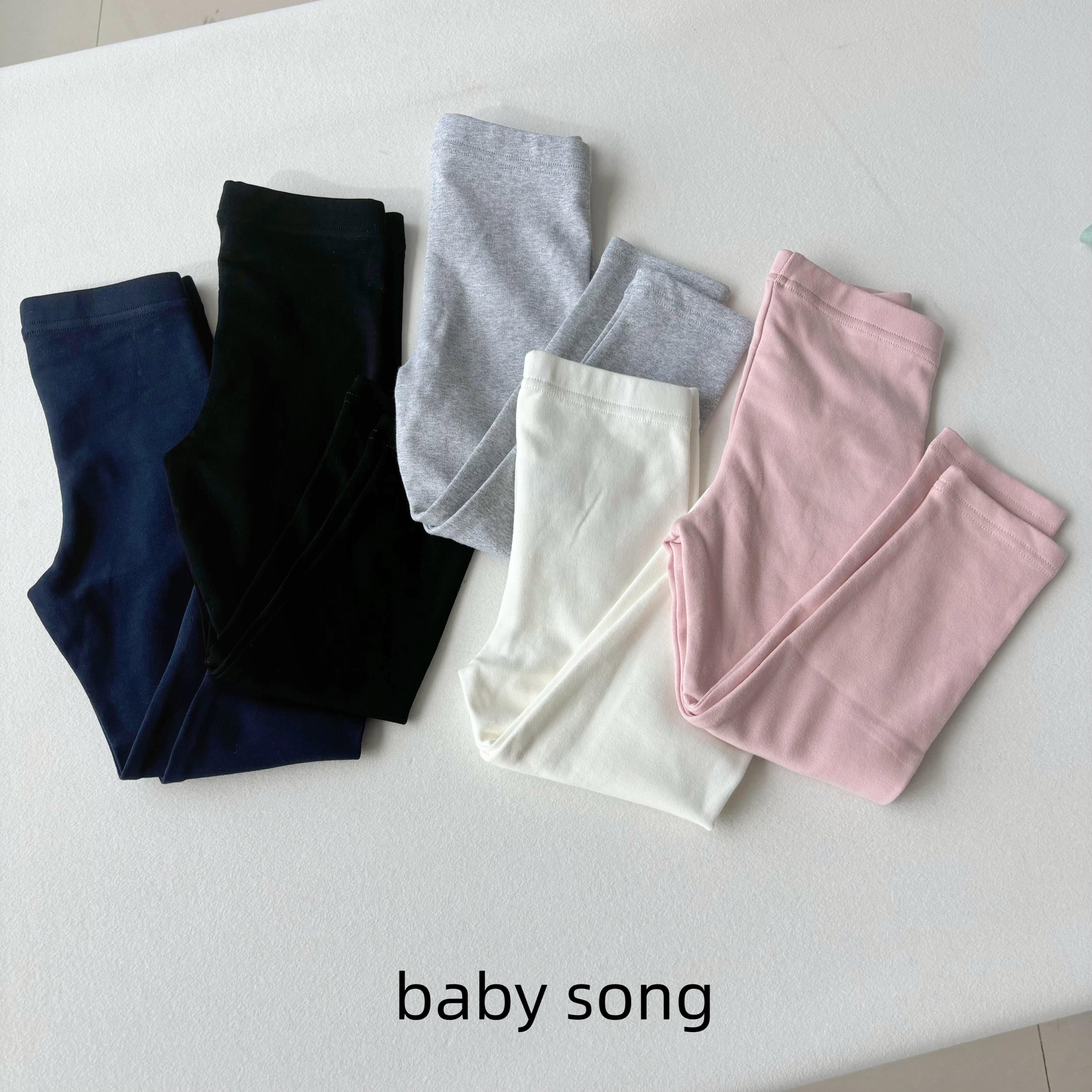日系100-160女宝小中大儿童纯棉弹力内搭春秋裤纯色打底裤
