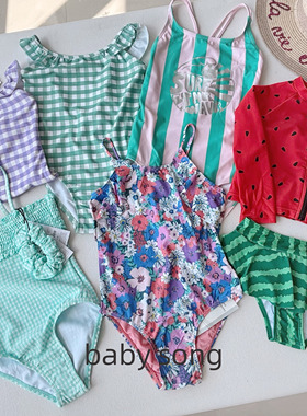 出口单4-16岁女宝中大童25夏可爱甜美多巴胺儿童连体防晒长袖泳衣