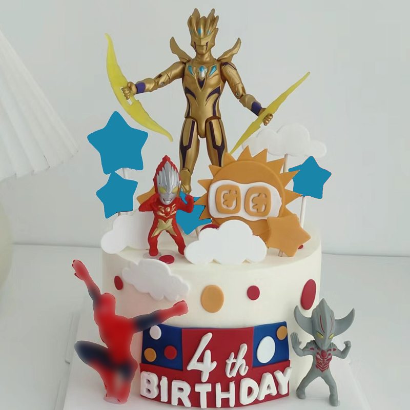 网红儿童奥特生日蛋糕装饰摆件