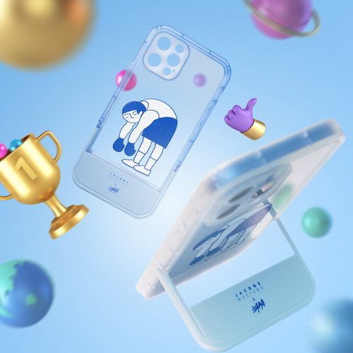 适用iphone14手机壳 贾克布JACOBZ 插画 卷王气囊支架手机壳