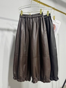 秋冬新款真皮皮裤进口全植鞣头层绵羊皮七分八分裤休闲花苞长裤