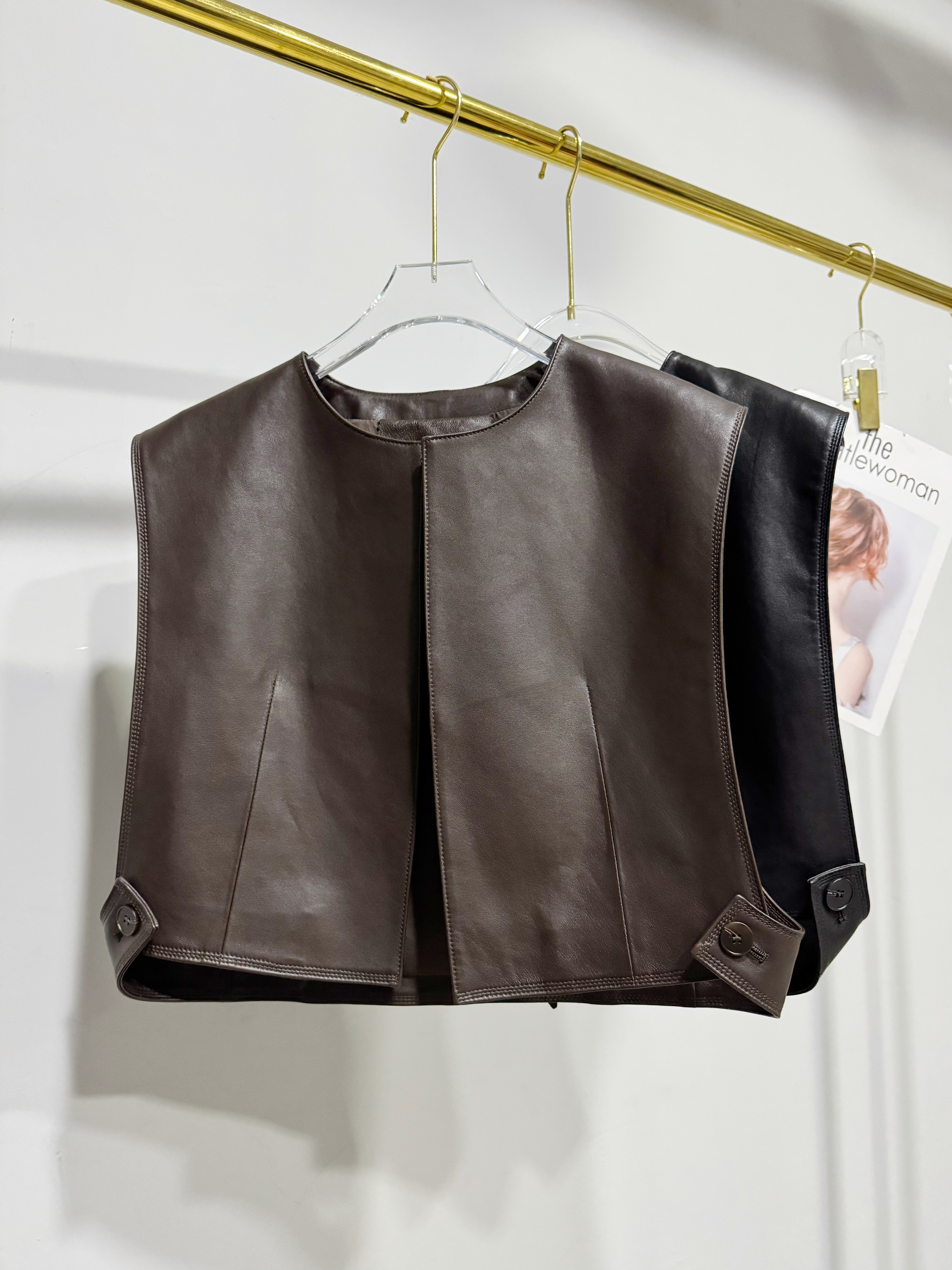 秋冬新款真皮马甲进口植鞣头层绵羊皮无袖背心短外套马夹