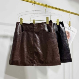 秋冬新款 真皮皮裙进口冷萃油蜡头层绵羊皮短裙半身裙包臀A字裙