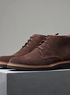 帕达索男鞋磨砂皮加绒保暖短靴英伦沙漠靴反绒皮高帮马丁靴241049