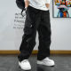 休闲宽松抽绳绣标加绒直筒裤 男青年百搭多口袋工装 裤 美式 加厚冬款