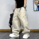 美式 子潮 裤 复古重磅水洗弯刀长裤 男秋冬直筒宽松加绒铆钉休闲工装