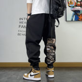 男美式 宽松束脚裤 春秋款 假面原创潮牌青年健身运动裤 字母印花卫裤
