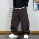 日系简约慵懒风阔腿弯刀工装 秋冬加绒纯色百搭宽松休闲长裤 裤 男士