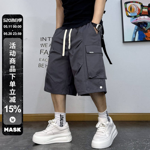 美式复古工装外穿宽松短裤男夏季