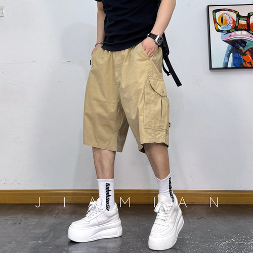 夏季工装多口袋宽松五分裤男