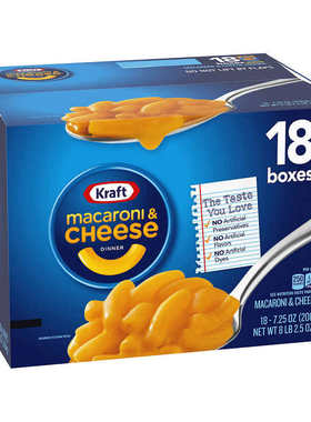 美国Kraft Macaroni Chese卡夫奶酪芝士通心粉206g*18盒意大利面