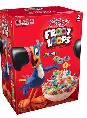 美国Kelloggs家乐氏FROOT LOOPS彩虹谷物麦片麦圈早餐1.53KG盒装