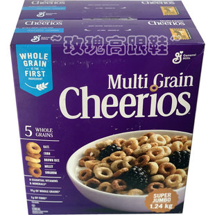 瑕疵盒包邮加拿大进口通用磨坊Cheerios五谷混合谷物燕麦圈1.24kg